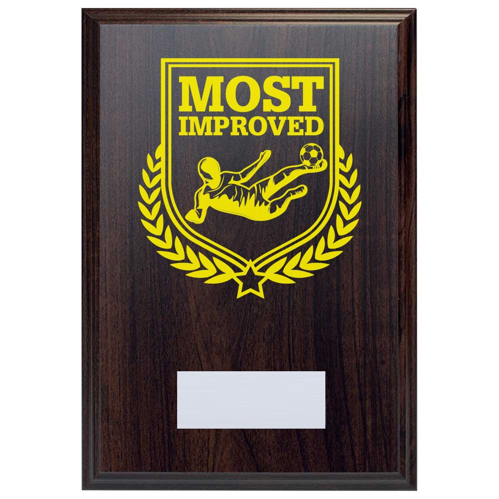 Football Most Improved Reward Deep Mahogany Plaque