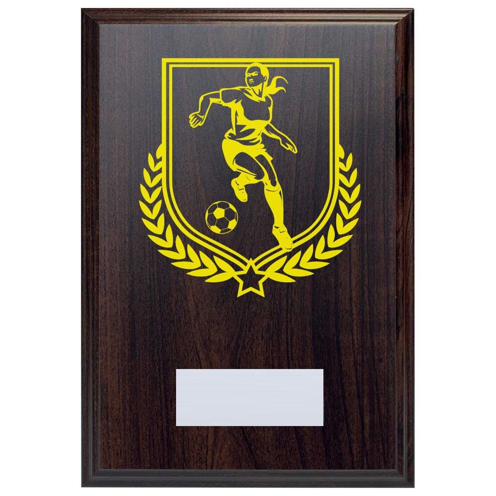 Female Football Reward Deep Mahogany Plaque