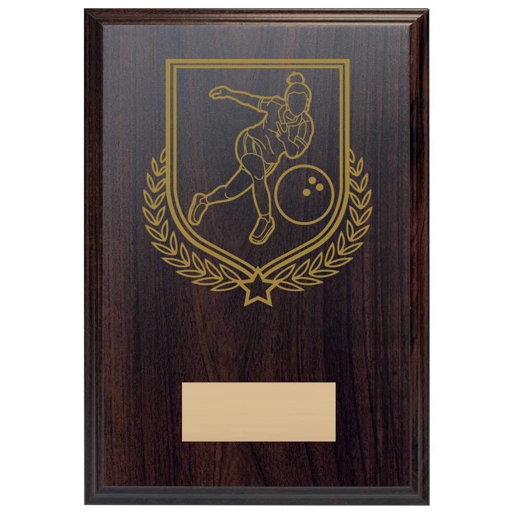Ten Pin Bowling Reward Deep Mahogany Plaque