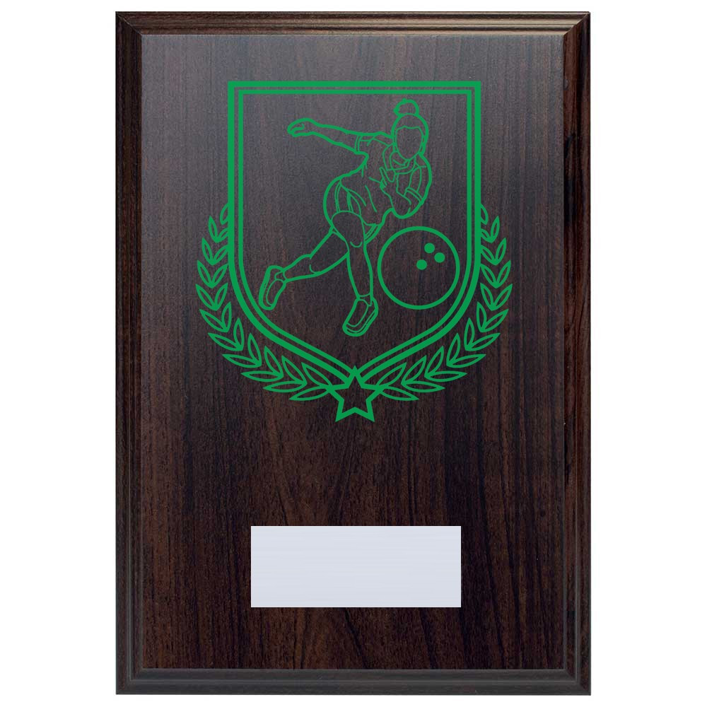 Ten Pin Bowling Reward Deep Mahogany Plaque
