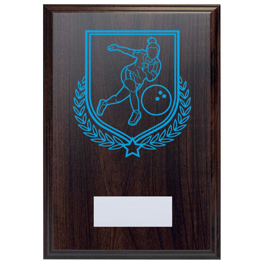 Ten Pin Bowling Reward Deep Mahogany Plaque
