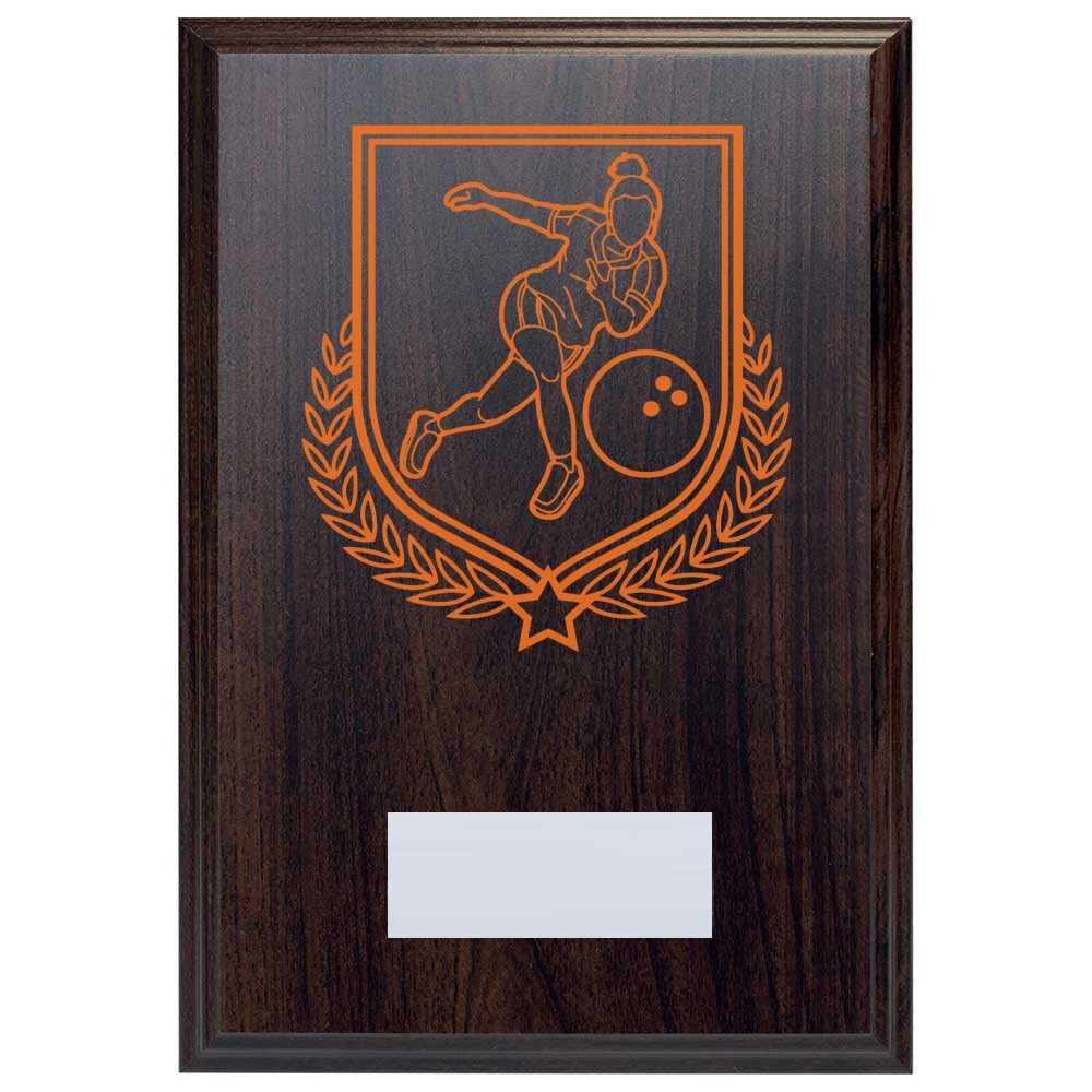 Ten Pin Bowling Reward Deep Mahogany Plaque
