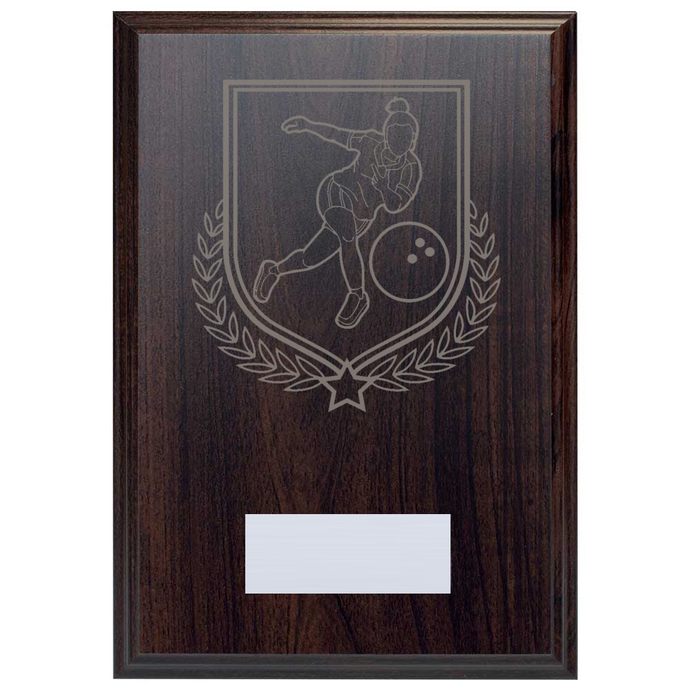 Ten Pin Bowling Reward Deep Mahogany Plaque