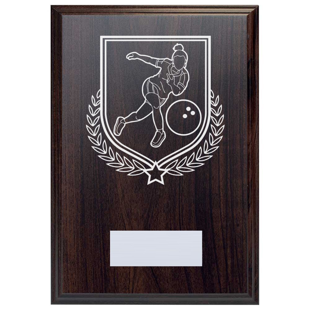 Ten Pin Bowling Reward Deep Mahogany Plaque