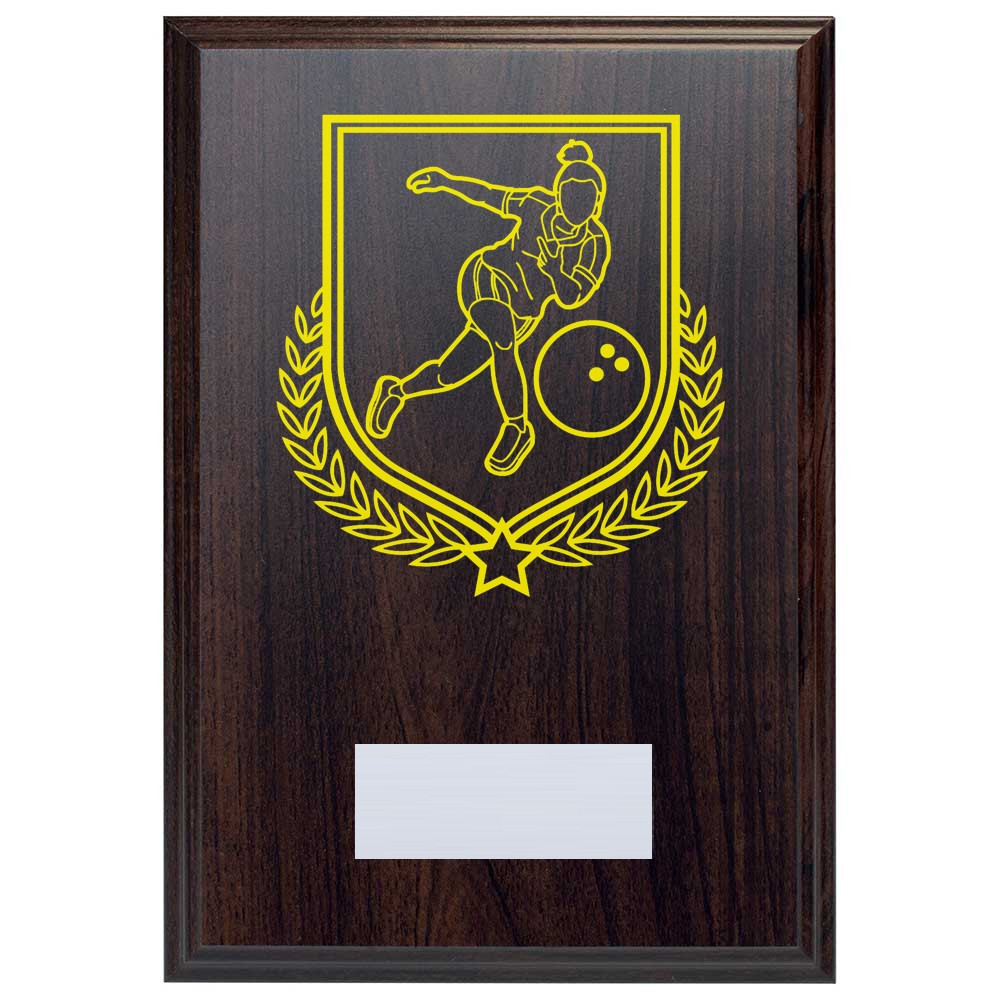 Ten Pin Bowling Reward Deep Mahogany Plaque