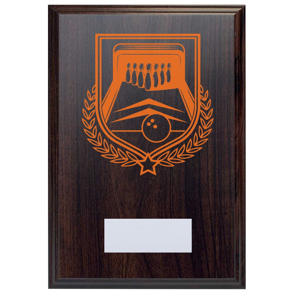 Ten Pin Bowling Reward Deep Mahogany Plaque