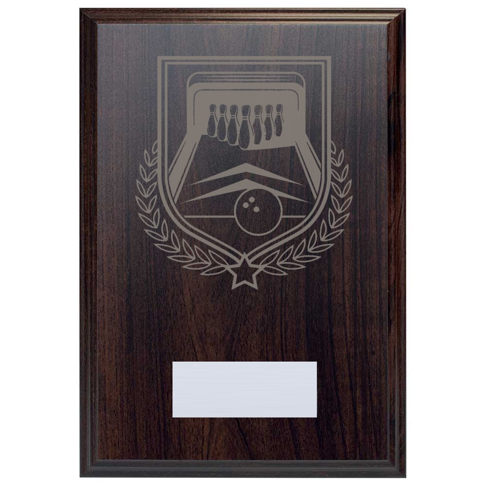 Ten Pin Bowling Reward Deep Mahogany Plaque