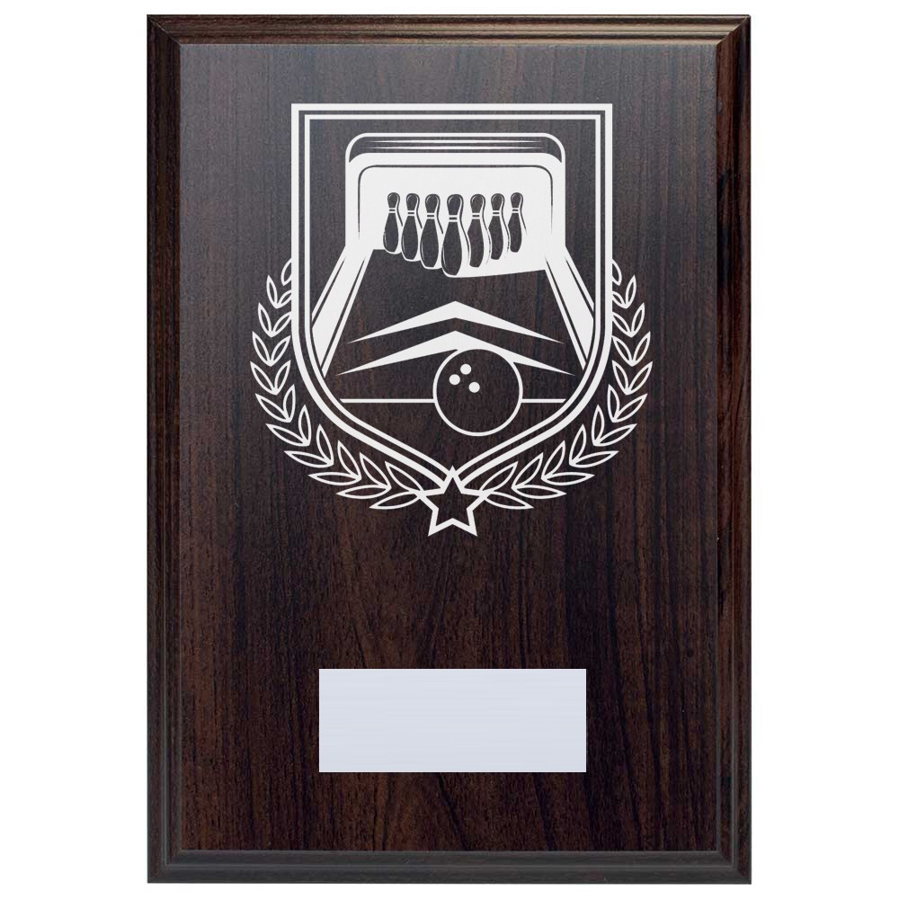Ten Pin Bowling Reward Deep Mahogany Plaque