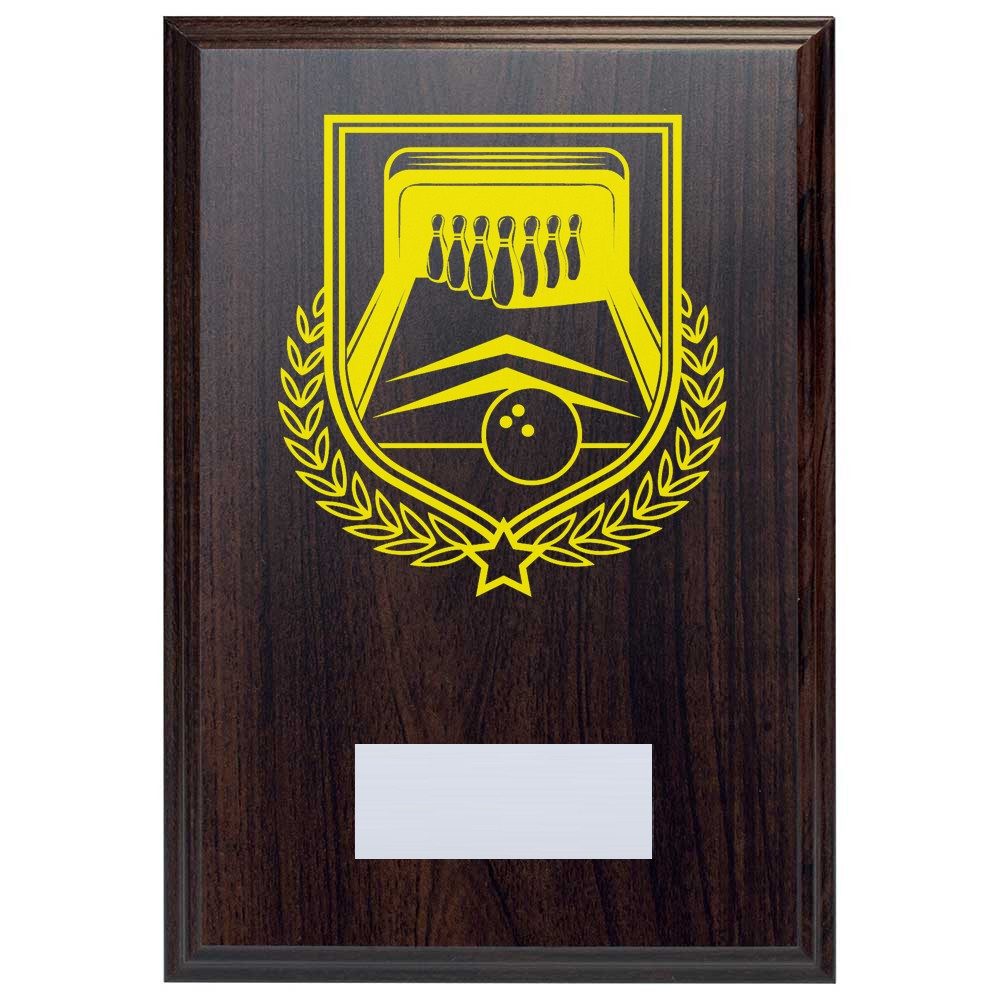Ten Pin Bowling Reward Deep Mahogany Plaque