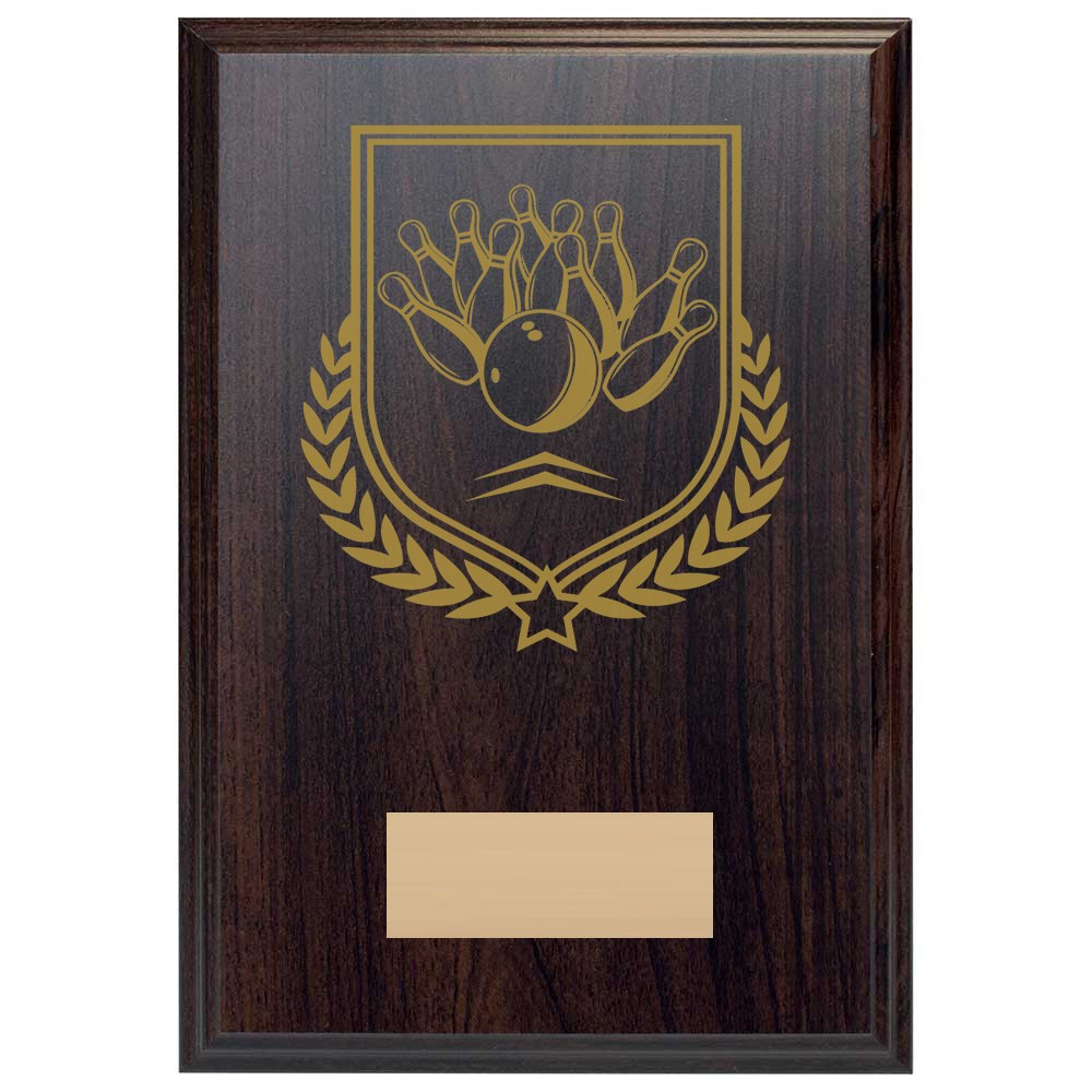 Ten Pin Bowling Reward Deep Mahogany Plaque