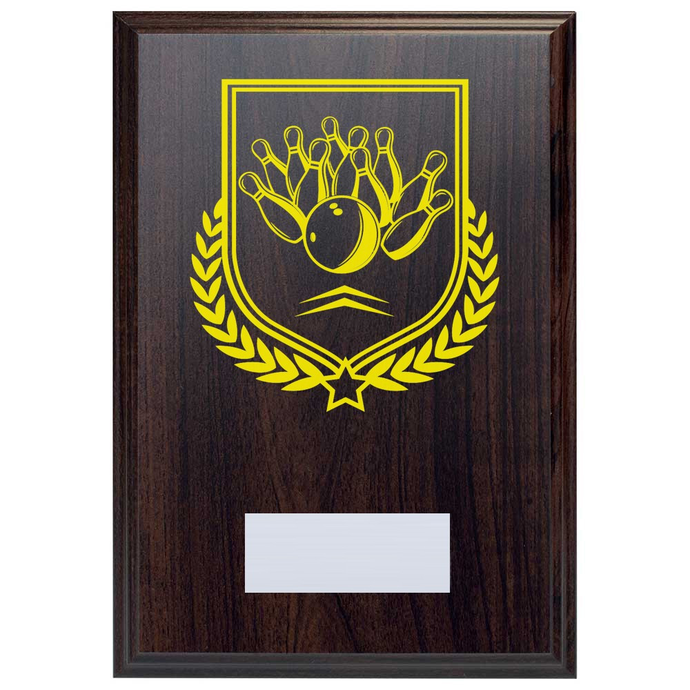 Ten Pin Bowling Reward Deep Mahogany Plaque