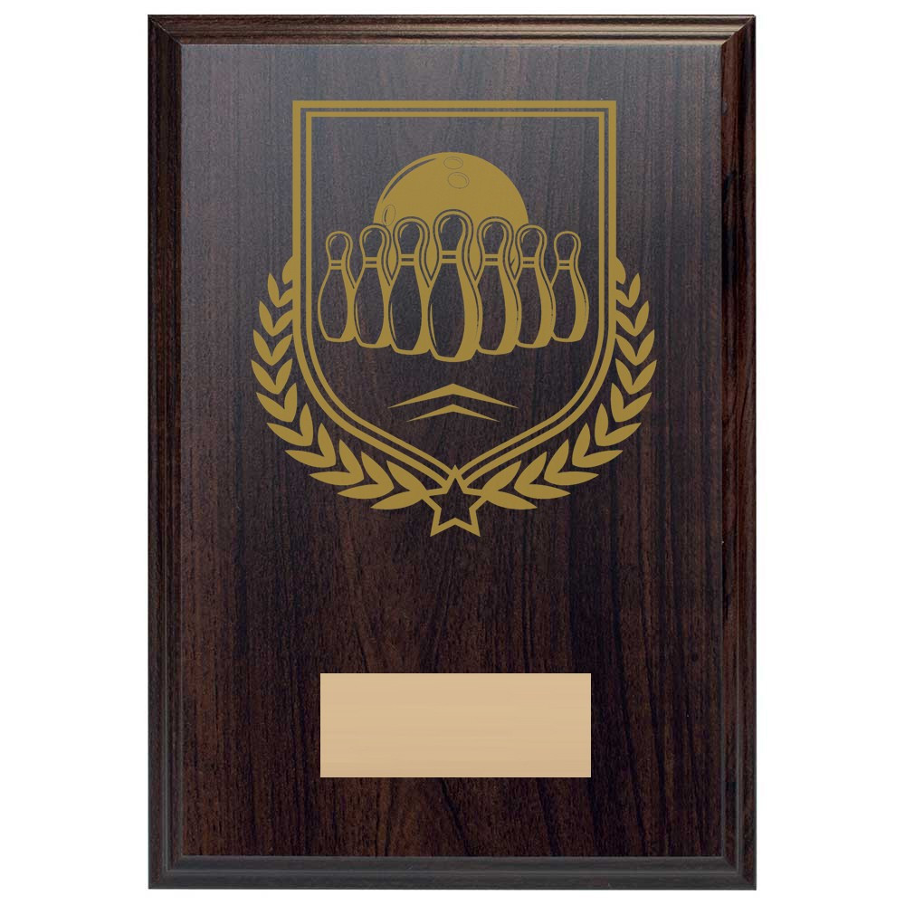 Ten Pin Bowling Reward Deep Mahogany Plaque