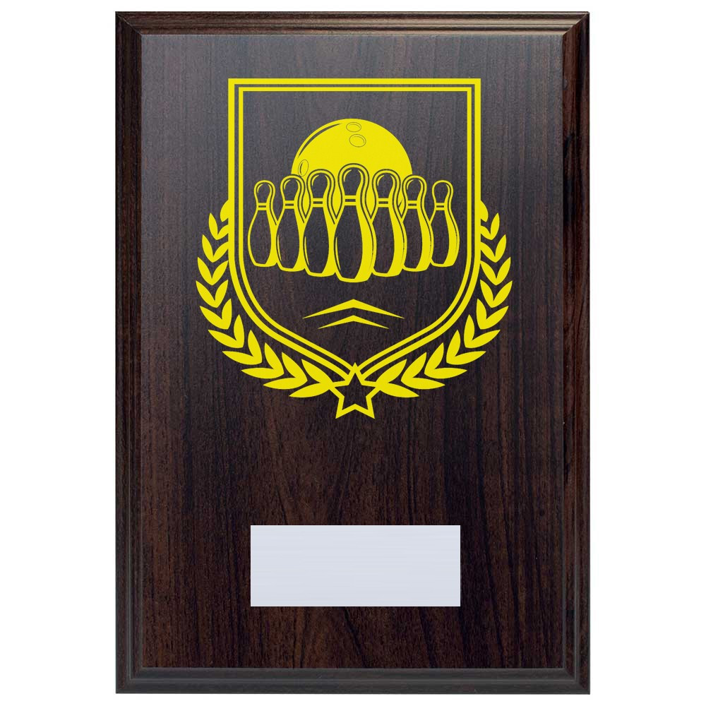 Ten Pin Bowling Reward Deep Mahogany Plaque