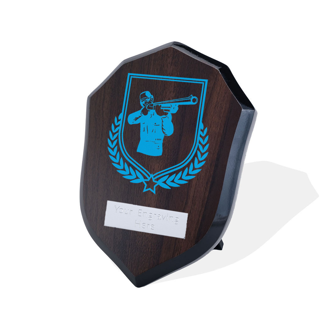 UV Colour Printed Clay Pigeon Shooting Walnut Shield
