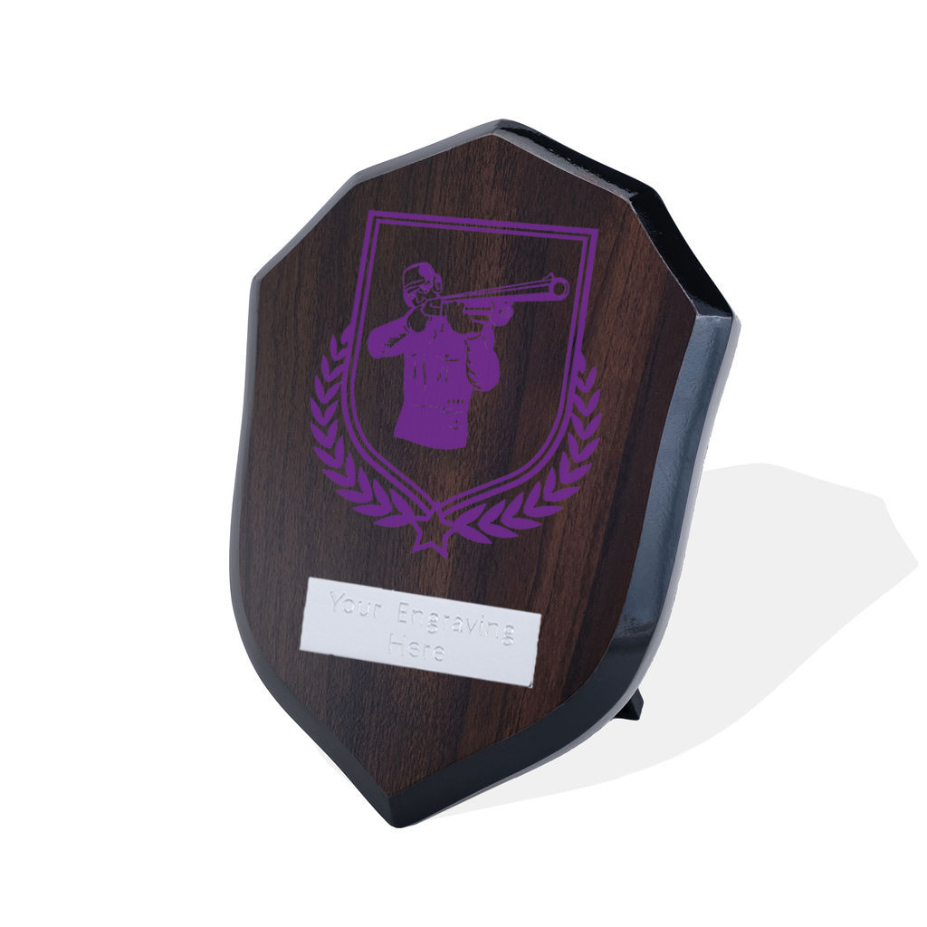 UV Colour Printed Clay Pigeon Shooting Walnut Shield