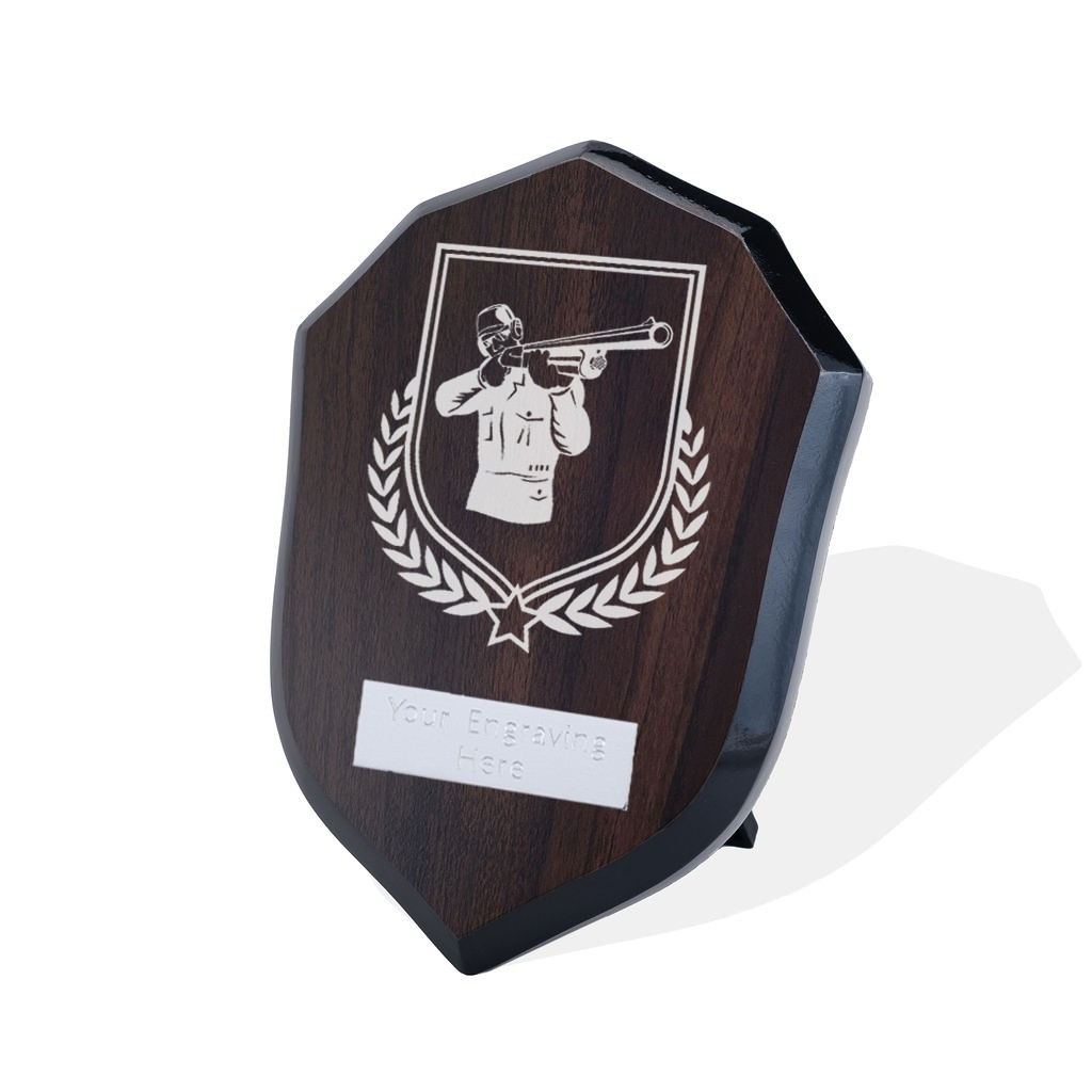 UV Colour Printed Clay Pigeon Shooting Walnut Shield