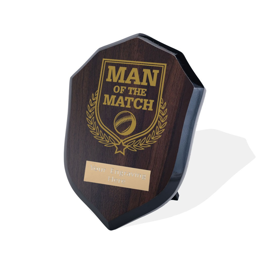 UV Colour Printed Cricket Man of the Match Walnut Shield