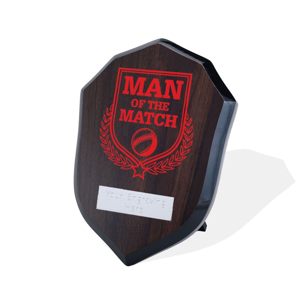 UV Colour Printed Cricket Man of the Match Walnut Shield
