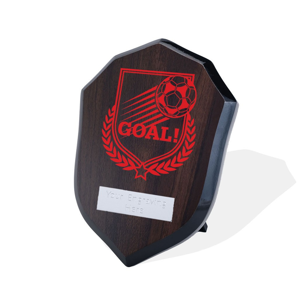 UV Colour Printed Football 'Goal!' Walnut Shield