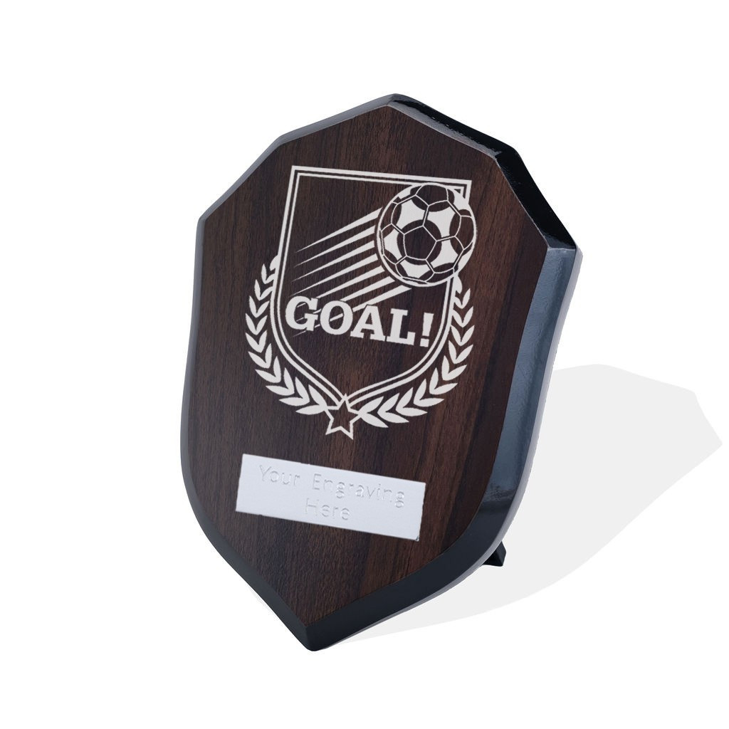 UV Colour Printed Football 'Goal!' Walnut Shield