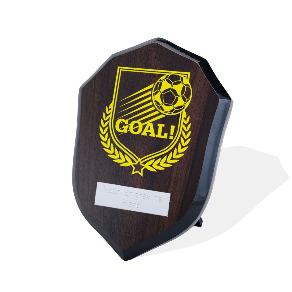 UV Colour Printed Football 'Goal!' Walnut Shield