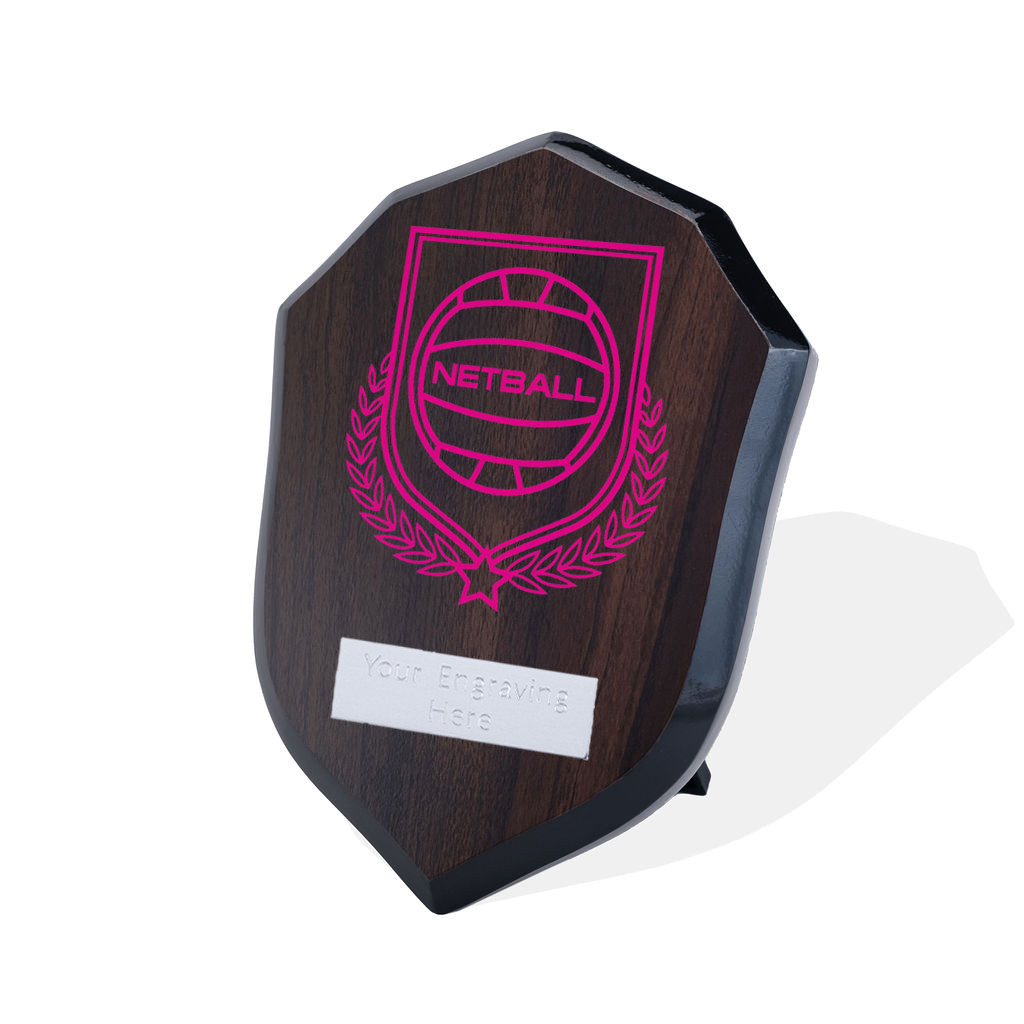 UV Colour Printed Netball Walnut Shield