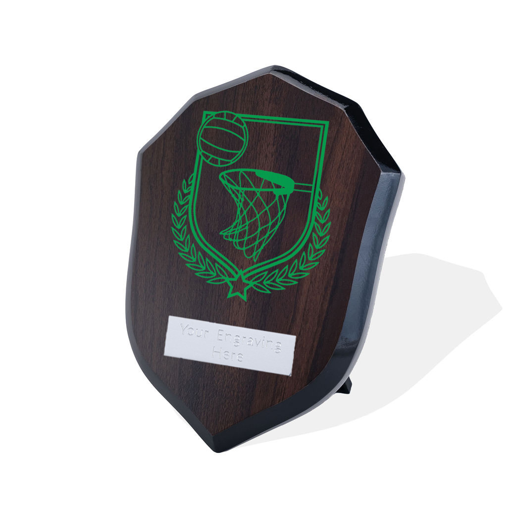UV Colour Printed Netball Walnut Shield