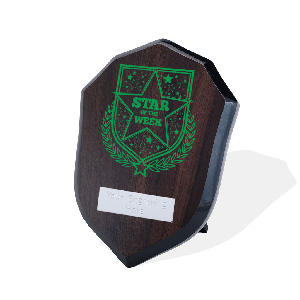 UV Colour Printed Star of the Week Walnut Shield