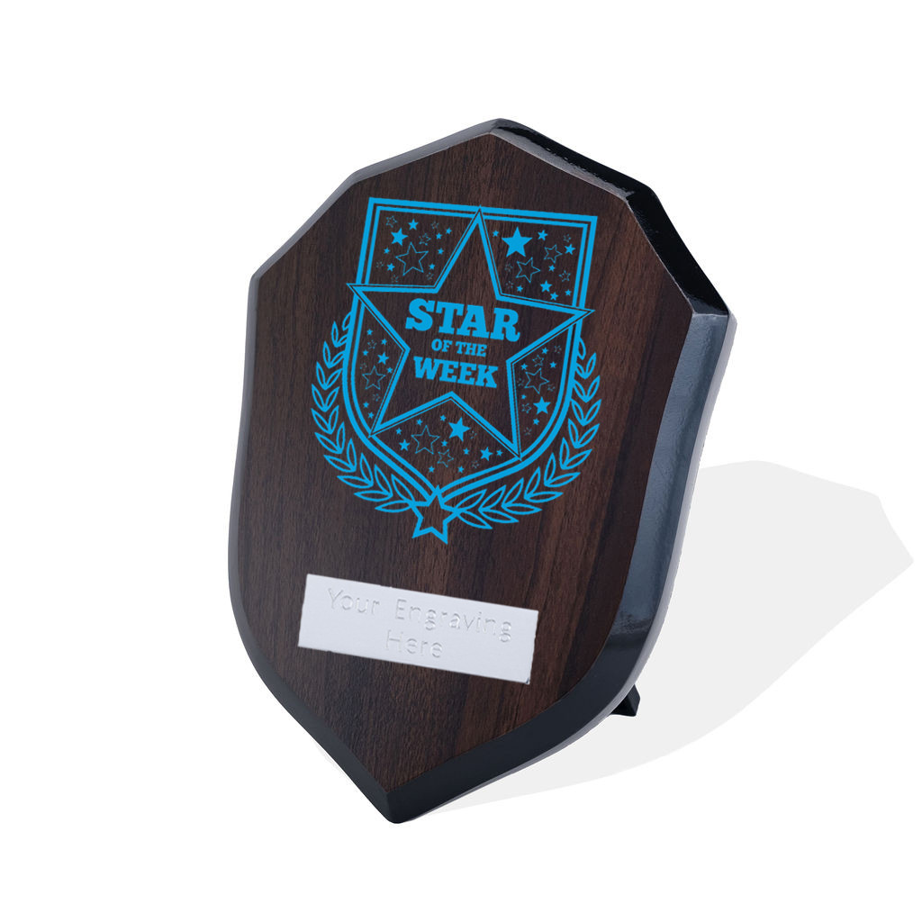 UV Colour Printed Star of the Week Walnut Shield