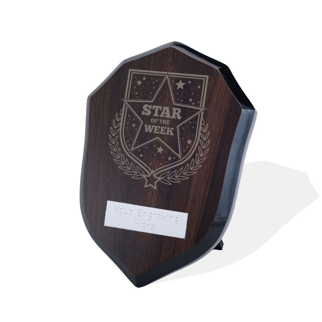 UV Colour Printed Star of the Week Walnut Shield