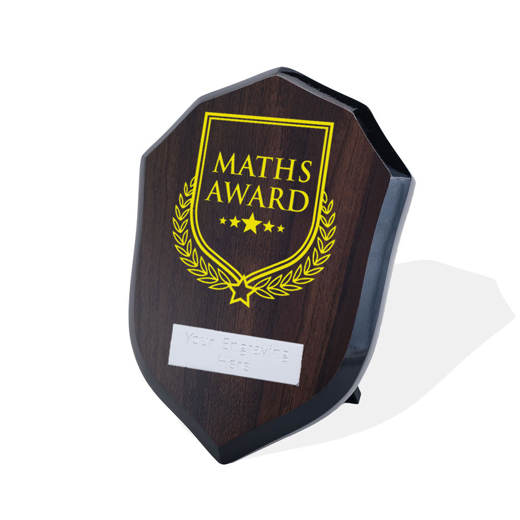 UV Colour Printed Maths Award Walnut Shield