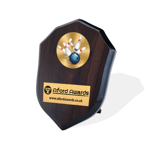 Ten Pin Bowling Walnut Shield