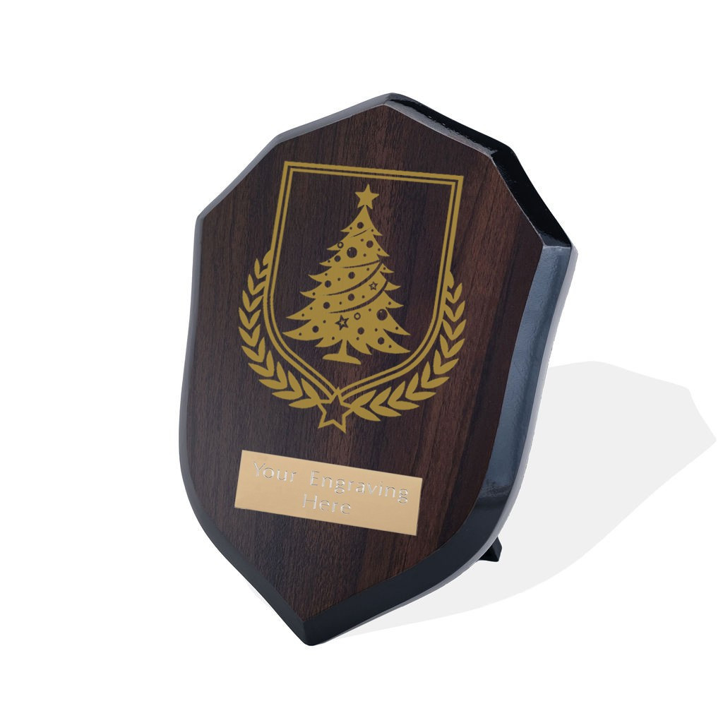 UV Colour Printed Christmas Tree Walnut Shield