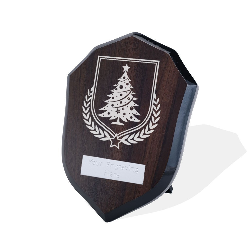 UV Colour Printed Christmas Tree Walnut Shield