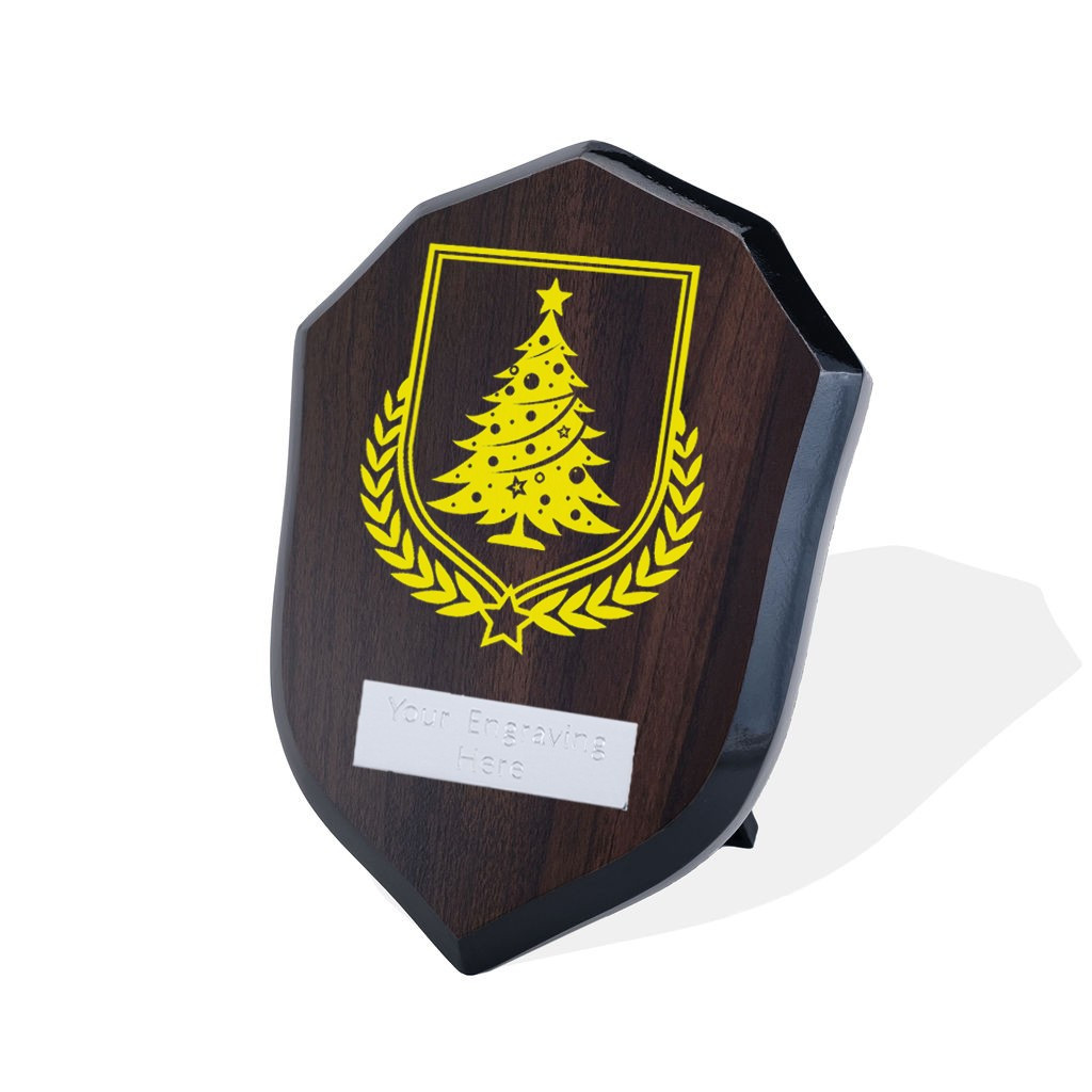 UV Colour Printed Christmas Tree Walnut Shield