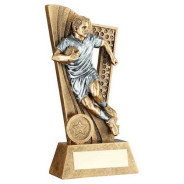 Antique Bronze Male Rugby Figure on Backdrop