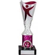 Silver Flute on Pink Column Dance Trophy