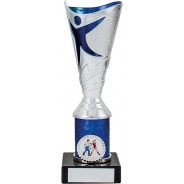 Silver Flute on Blue Column Dance Trophy
