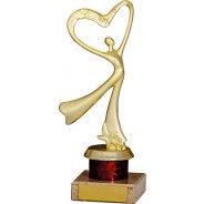 Gold Heart and Dance Figure on Red Column Trophy