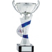 Silver Cup with Blue Stripe Trophy