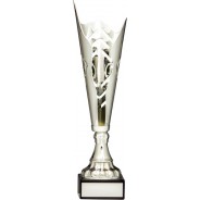 Silver Fluted Wave Cup on Black Base