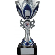 Silver Cup with Blue Trim Trophy
