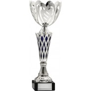Silver Heart Cup with Blue Trim Trophy