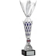 Silver Cup with Blue Trim Trophy