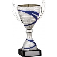 Silver Cup with Blue Stripe Detail