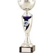 Silver / Blue Cup on Black Base