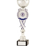 Silver Cup with Blue Ribbon Detail