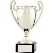 Silver Plastic Cup on Black Base