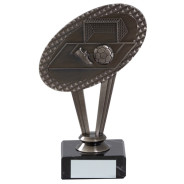 Antique Silver Metal Football Trophy On Marble Base