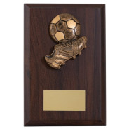 Rosewood Plaque With Football Boot & Ball Award